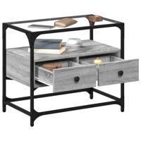 Tv-meubel met glazen blad 60x35x51 cm bewerkt hout grijs sonoma - thumbnail