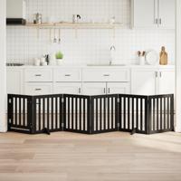 Hondenhek inklapbaar 6 panelen 300 cm populierenhout zwart - thumbnail