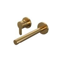 Gold Edition inbouw wastafelmengkraan met rechte uitloop en rozetten, model D2 goud geborsteld PVD - thumbnail