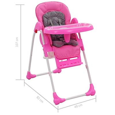 Kinderstoel hoog roze en grijs - thumbnail