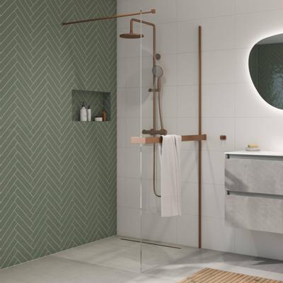 Saqu Modulo inloopdouche incl. antikalk 120x210cm geborsteld koper