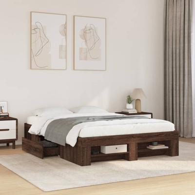 Bedframe zonder matras bewerkt hout bruin eikenkleur 140x190 cm
