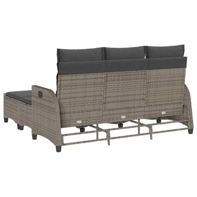 3-delige Tuinbankstel met kussens L-vormig poly rattan grijs - thumbnail