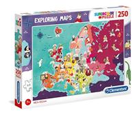 Clementoni legpuzzel Exploring Maps: Beroemdheden 250 stukjes - thumbnail