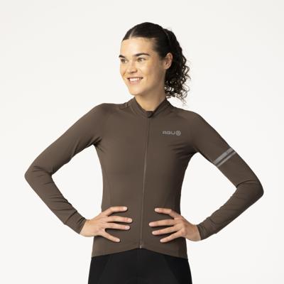 AGU Solid Fietsshirt Lange Mouwen Performance Ground Coffee Dames - Ground coffee - M