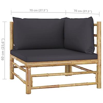 2-delige Loungeset met donkergrijze kussens bamboe - thumbnail