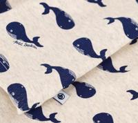 Pyjama voor kinderen met walvisprint van PETIT BATEAU ecru - thumbnail