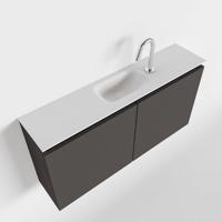 MONDIAZ TURE 100cm toiletmeubel dark grey. EDEN wastafel talc midden 1 kraangat - thumbnail