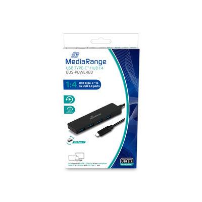 MediaRange MRCS508 USB-C (USB 3.2 Gen 2) multiport hub 4 poorten Zwart