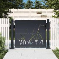 VidaXL Poort 105x105 cm met grasontwerp staal antracietkleurig - thumbnail