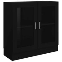 Vitrinekast 82,5x30,5x80 cm bewerkt hout zwart - thumbnail