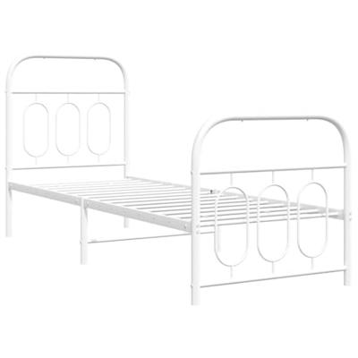 Bedframe met hoofd- en voeteneinde metaal wit 75x190 cm Bedframe met hoofd- en voeteneinde metaal wit 75x190 cm