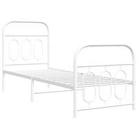 Bedframe met hoofd- en voeteneinde metaal wit 75x190 cm - thumbnail