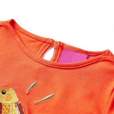 Kindershirt met lange mouwen vogelprint 104 donkeroranje