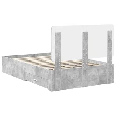 Bedframe met hoofdeinde Beton Grijs 120 x 190 cm Bewerkt hout