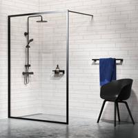 Sealskin Get Wet Contour Inloopdouche A3 90x200 cm 6 mm Helderglas Mat Zwart - thumbnail