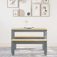 3-delige Eetset Panama massief grenenhout grijs - thumbnail