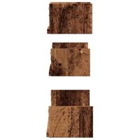 Wandschappen 3 st bewerkt hout oud houtkleurig - thumbnail