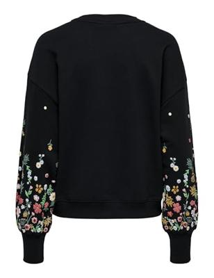 Only Onlbrooke L/s O-neck Flower Swt Noos Sweater Black
