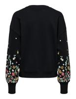 Only Onlbrooke L/s O-neck Flower Swt Noos Sweater Black - thumbnail