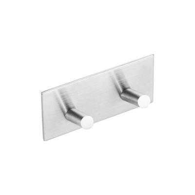Dubbele Handdoekhaak Sapho 8.9x4.4 cm Zelfklevend Geborsteld RVS Sapho