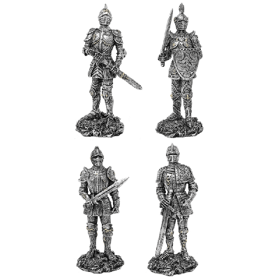 Beelden Ridder en Zwaard en Schild Handgeschilderd (Set van 4)
