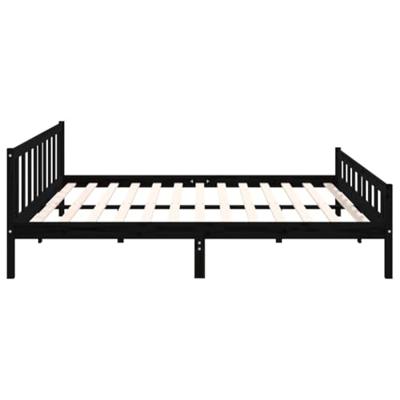 Bedframe massief hout zwart 200x200 cm Bedframe massief hout zwart 200x200 cm