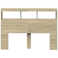 Hoofdbordkast met LED-verlichting 140x17x102 cm sonoma eiken - thumbnail