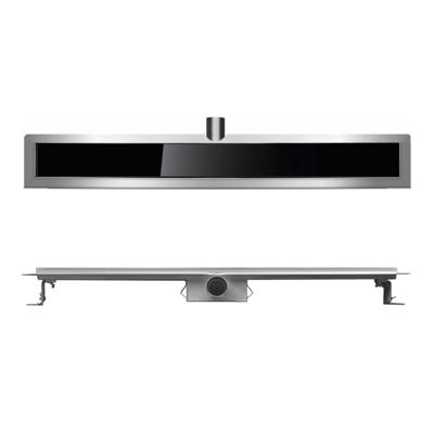 Wiesbaden Glasrooster zwart 50x7 tbv RVS douchegoot