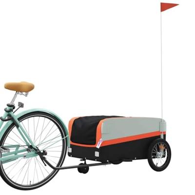 VidaXL Fietstrailer 45 kg ijzer zwart en oranje