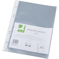 Q-CONNECT geperforeerde showtas A5 4-gaatsperforatie glashelder 100 micron pak van 10 stuks - thumbnail