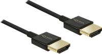 Delock 84773 HDMI-kabel HDMI Aansluitkabel HDMI-A-stekker 2 m Zwart Vergulde steekcontacten, 4K UHD, Verdraaid, Afgeschermd (drievoudig) - thumbnail