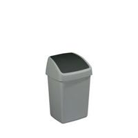 Sunware Delta Prullenbak Met Swingdeksel 10 L Zilvergrijs - thumbnail