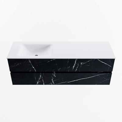 MONDIAZ VICA 150cm badmeubel onderkast Marquina 2 lades. Wastafel CLOUD links zonder kraangat, kleur Talc.