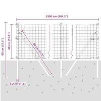 VidaXL Hek met paal grijs 0,4 x 25 m staal en pvc - thumbnail
