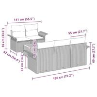 Tuinbankenset met kussen 6 pcs Grijs poly rattan - thumbnail