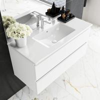 MONDIAZ DENTA 80 badmeubel talc 2 lades wastafel midden 1 kraangat - thumbnail