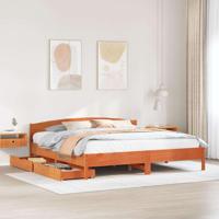 Bedframe zonder matras massief grenenhout wasbruin 200x200 cm - thumbnail