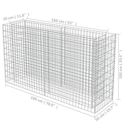 VidaXL Gabion plantenbak verhoogd 180x50x100 cm gegalvaniseerd staal