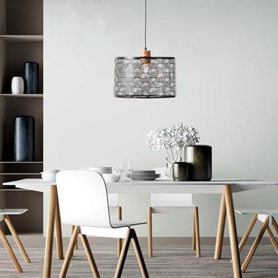 Brilliant HanglampSanty 39cm zwart met hout - 99416/76