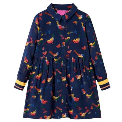 VidaXL Kinderjurk met lange mouwen 128 marineblauw