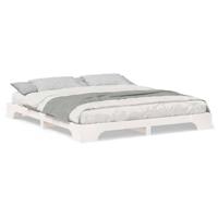 Bedframe met opslag Wit 200 x 220 cm Massief grenenhout - thumbnail