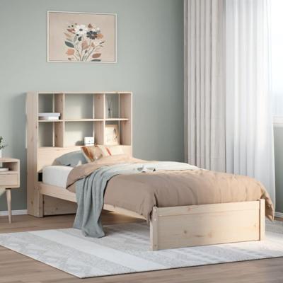 Bed met boekenkast zonder matras massief grenenhout 90x200 cm