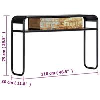 Wandtafel 118x30x75 cm massief gerecycled hout - thumbnail