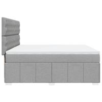 Boxspring met matras stof lichtgrijs 200x200 cm - thumbnail