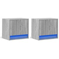 Nachtkastjes met LED's 2 st wandgemonteerd grijs sonoma eiken - thumbnail