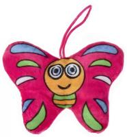 LG Imports knuffelvlinder meisjes 13 cm pluche fuchsia - thumbnail