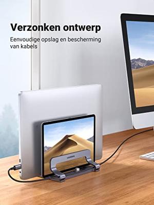 Ugreen Verticale standaard voor 2 apparaten Ugreen LP258 aluminium voor laptop en tablet - zilver