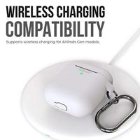 Keybudz Elevate beschermhoes met karabijnhaak voor Apple AirPods Case, etui hoes, hoofdtelefoon oortelefoon accessoires oplaadcase, wit - thumbnail