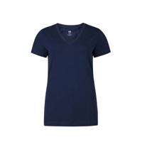 WE Fashion basic T-shirt met biologisch katoen marine blauw - thumbnail